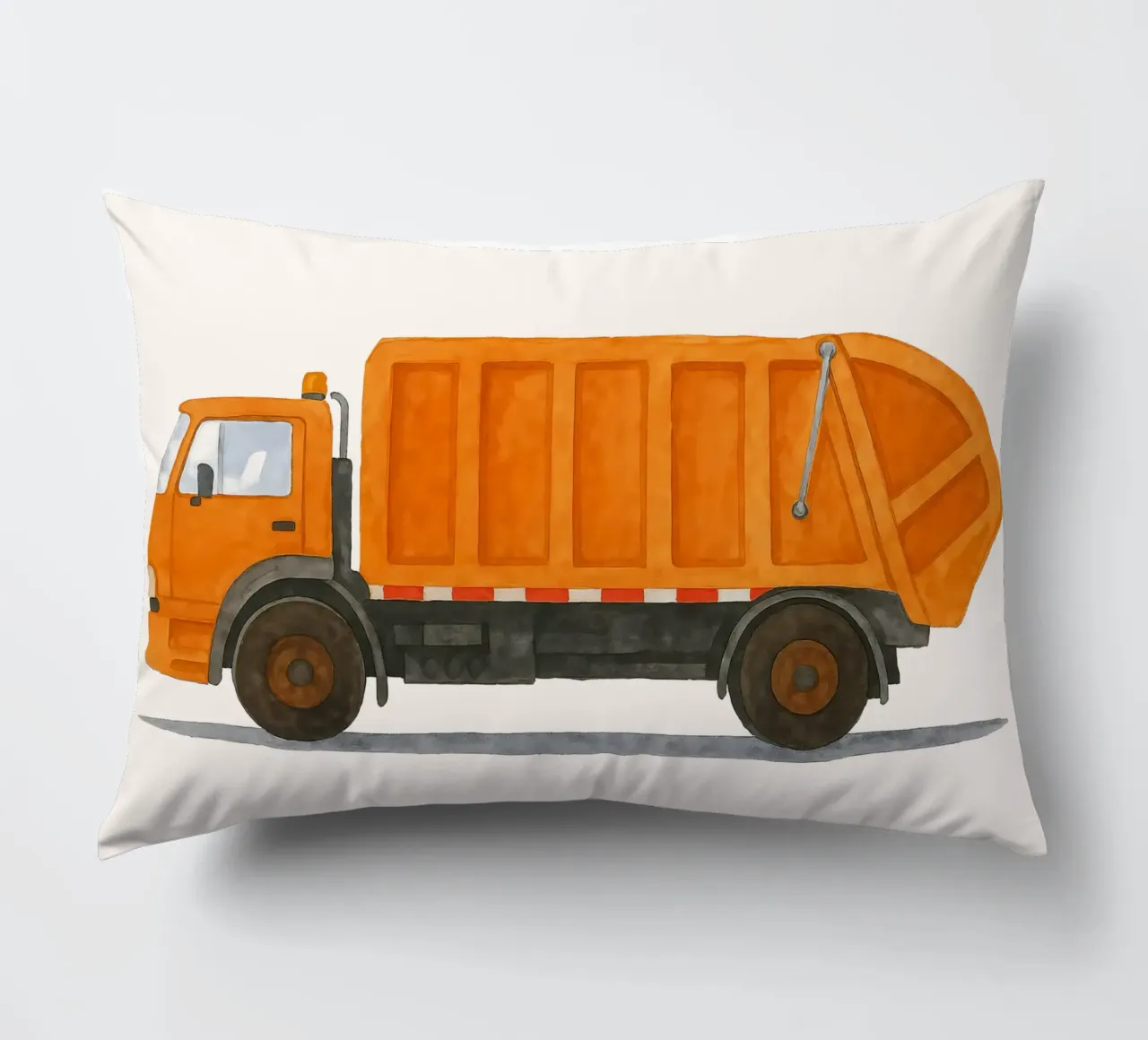 Stella di strada in arancione - grafica del camion della spazzatura cuscino da KidzStudio