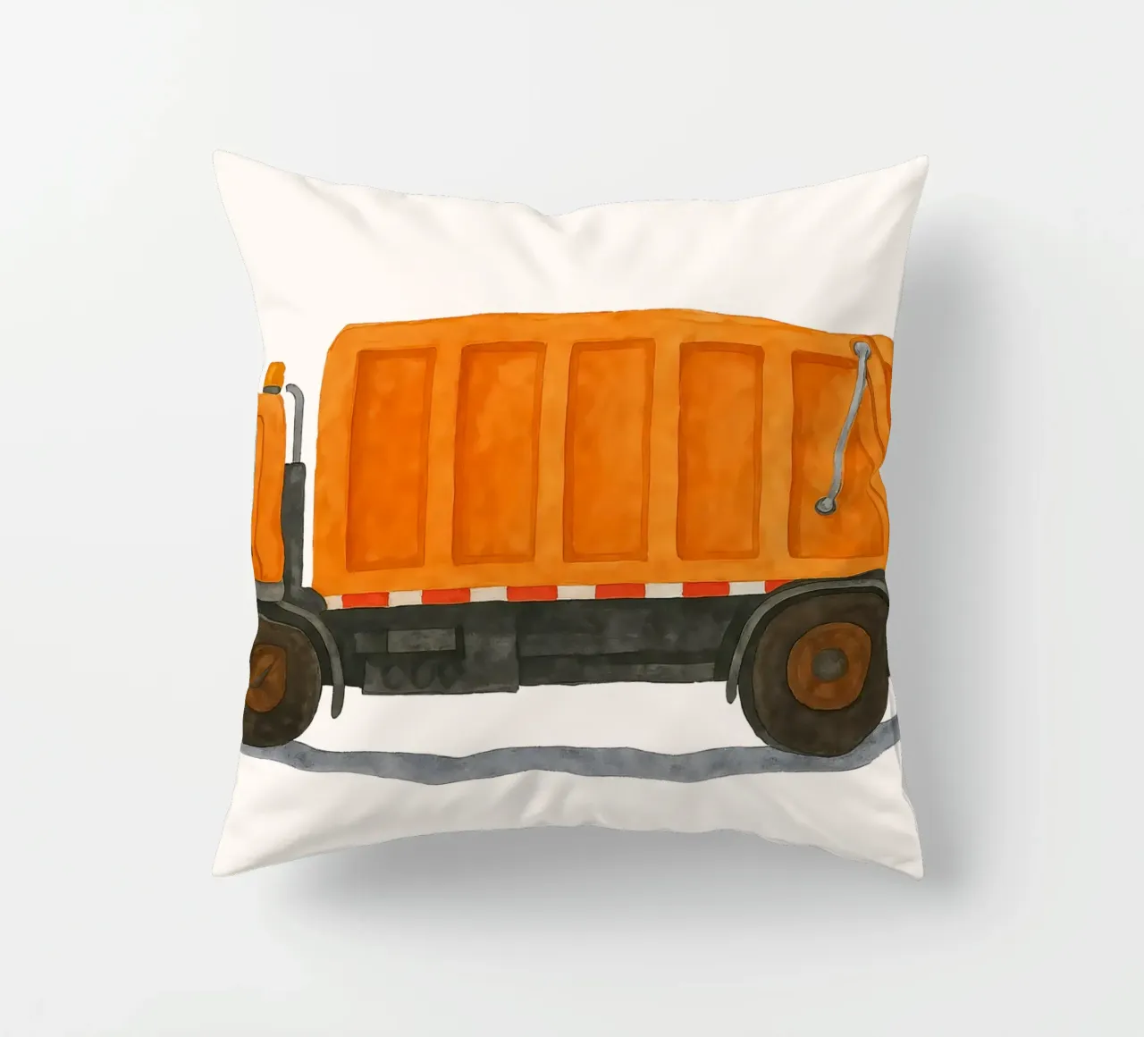 Stella di strada in arancione - grafica del camion della spazzatura cuscino da KidzStudio