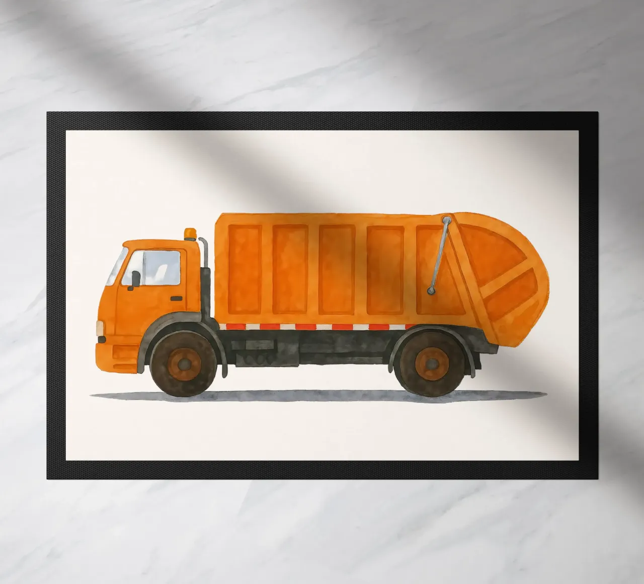 Stella di strada in arancione - grafica del camion della spazzatura zerbino da KidzStudio