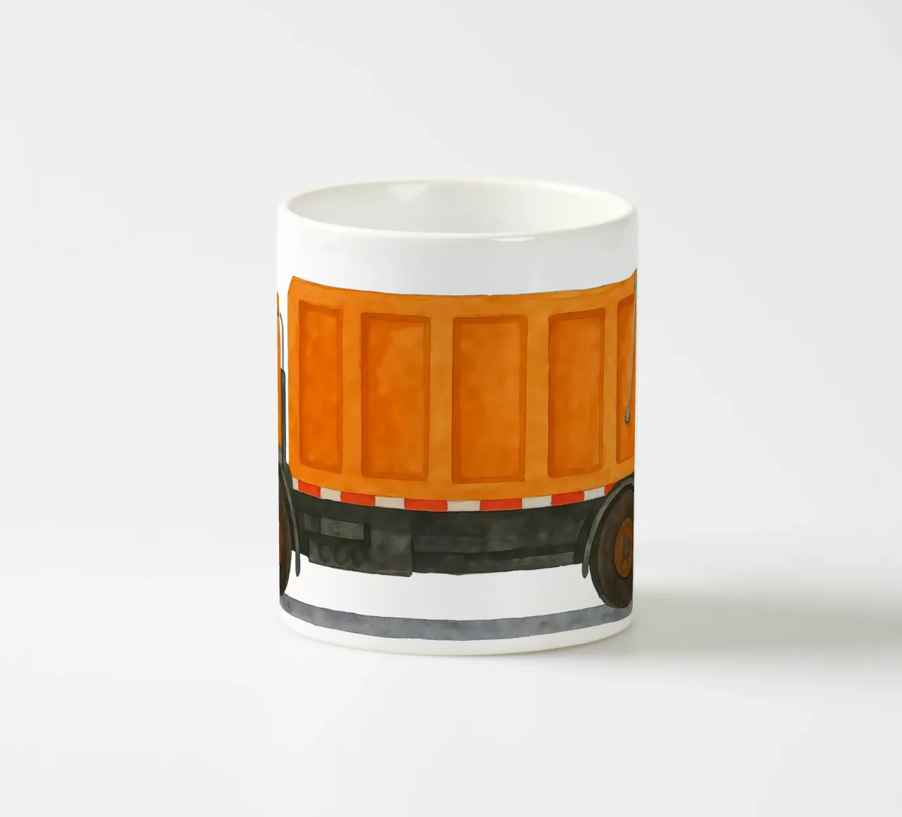 Stella di strada in arancione - grafica del camion della spazzatura tazza in ceramica da KidzStudio