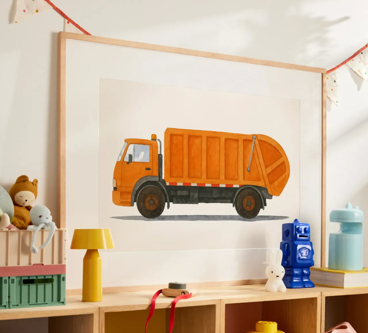 Stella di strada in arancione - grafica del camion della spazzatura poster da KidzStudio