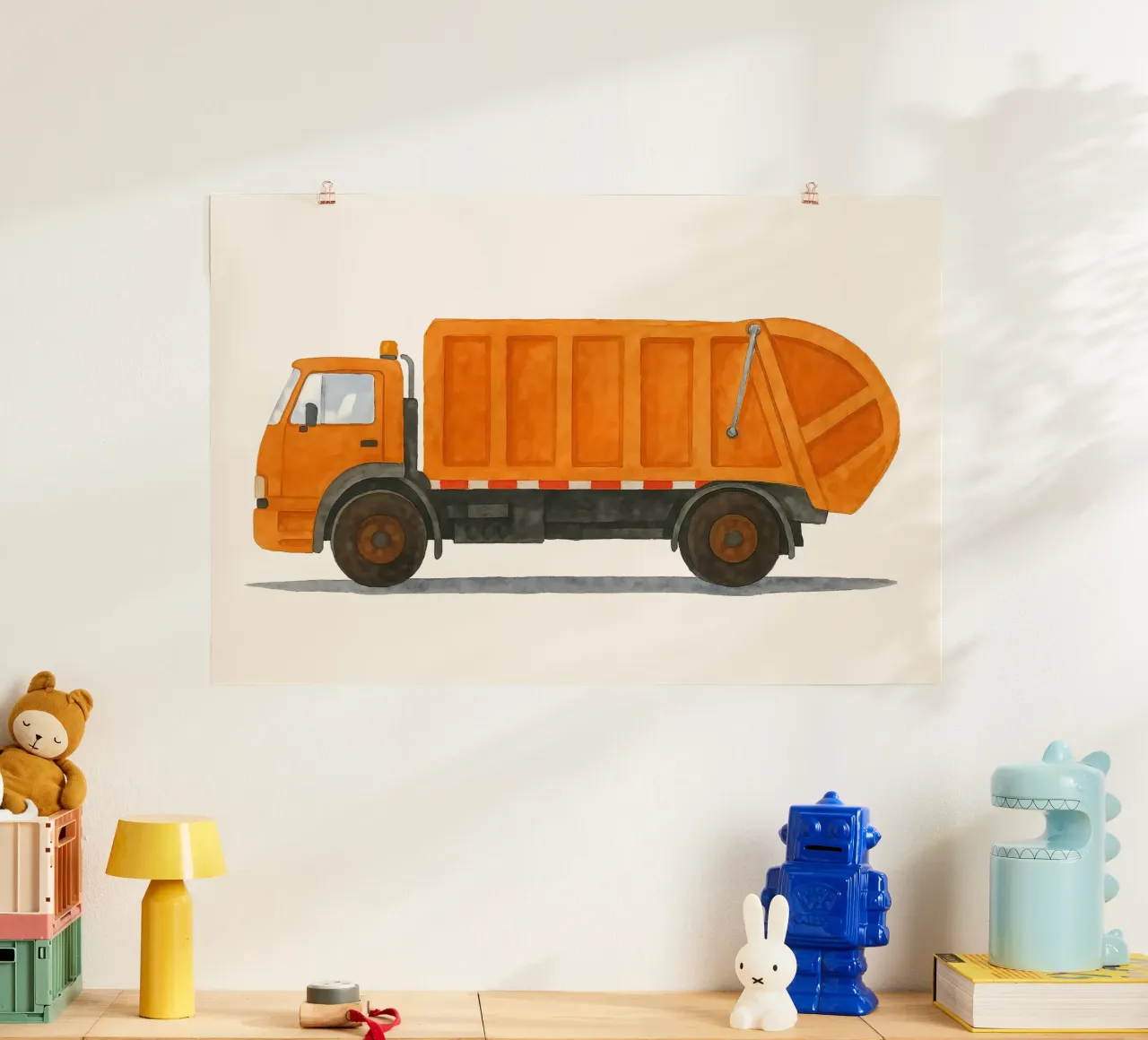 Stella di strada in arancione - grafica del camion della spazzatura poster da KidzStudio