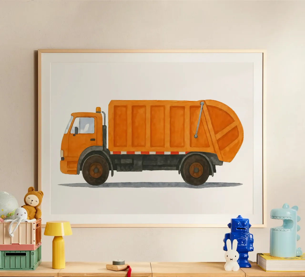 Stella di strada in arancione - grafica del camion della spazzatura poster da KidzStudio