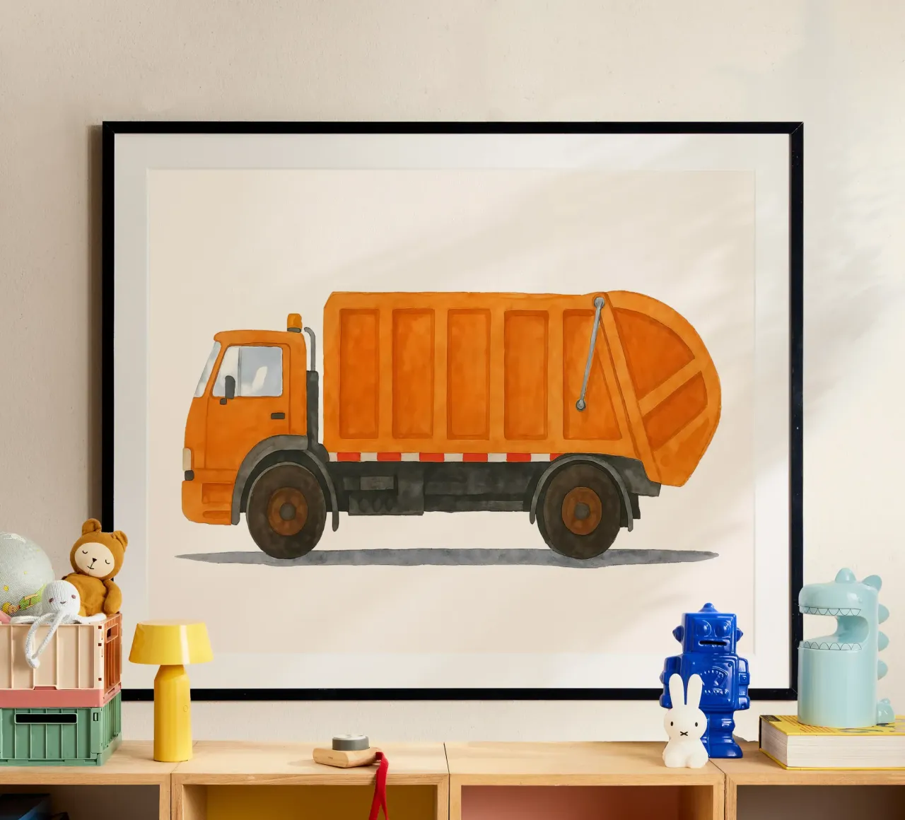 Stella di strada in arancione - grafica del camion della spazzatura poster da KidzStudio