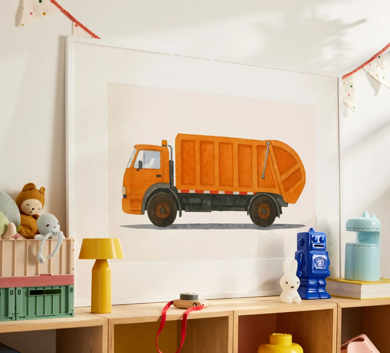 Stella di strada in arancione - grafica del camion della spazzatura poster da KidzStudio