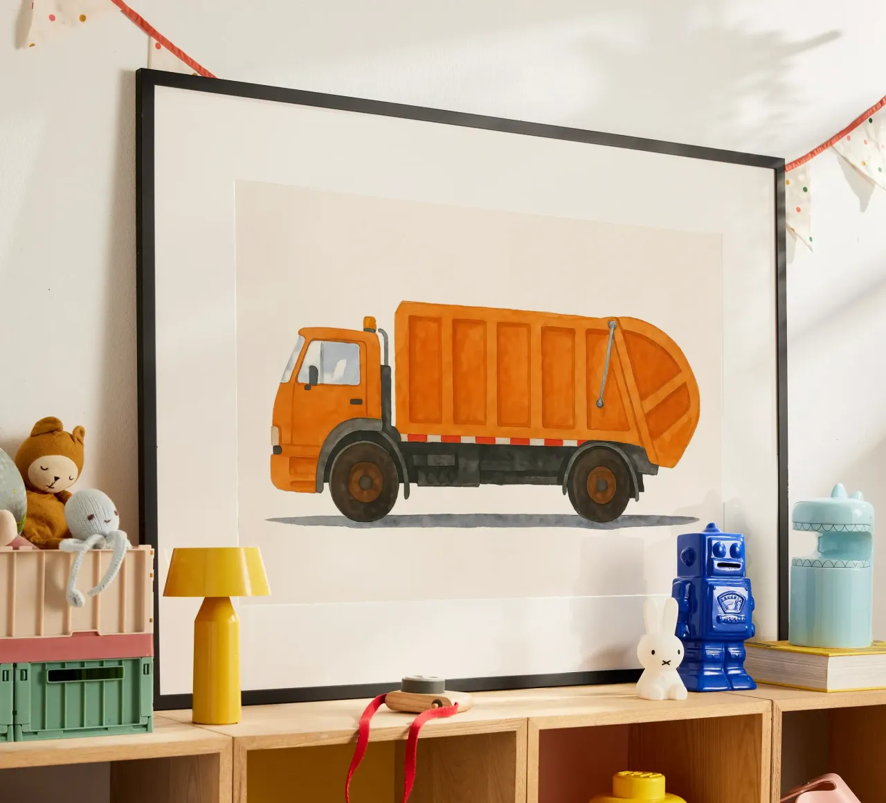 Stella di strada in arancione - grafica del camion della spazzatura poster da KidzStudio