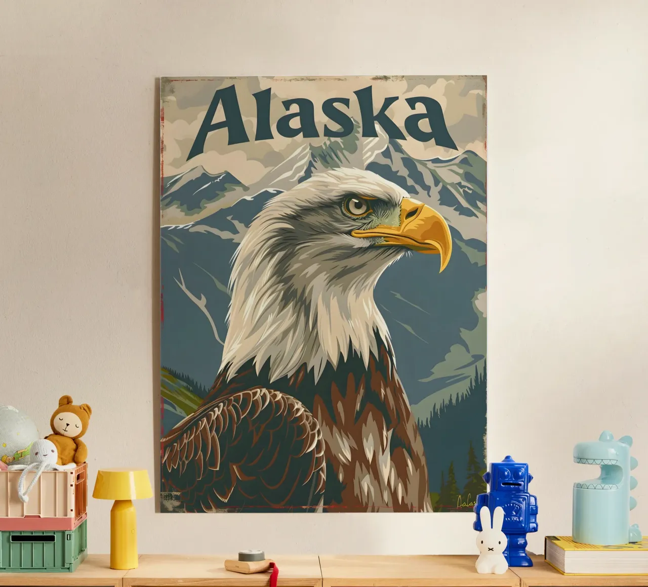 Aquila calva Alaska plexiglass da Vintage Travel Art
