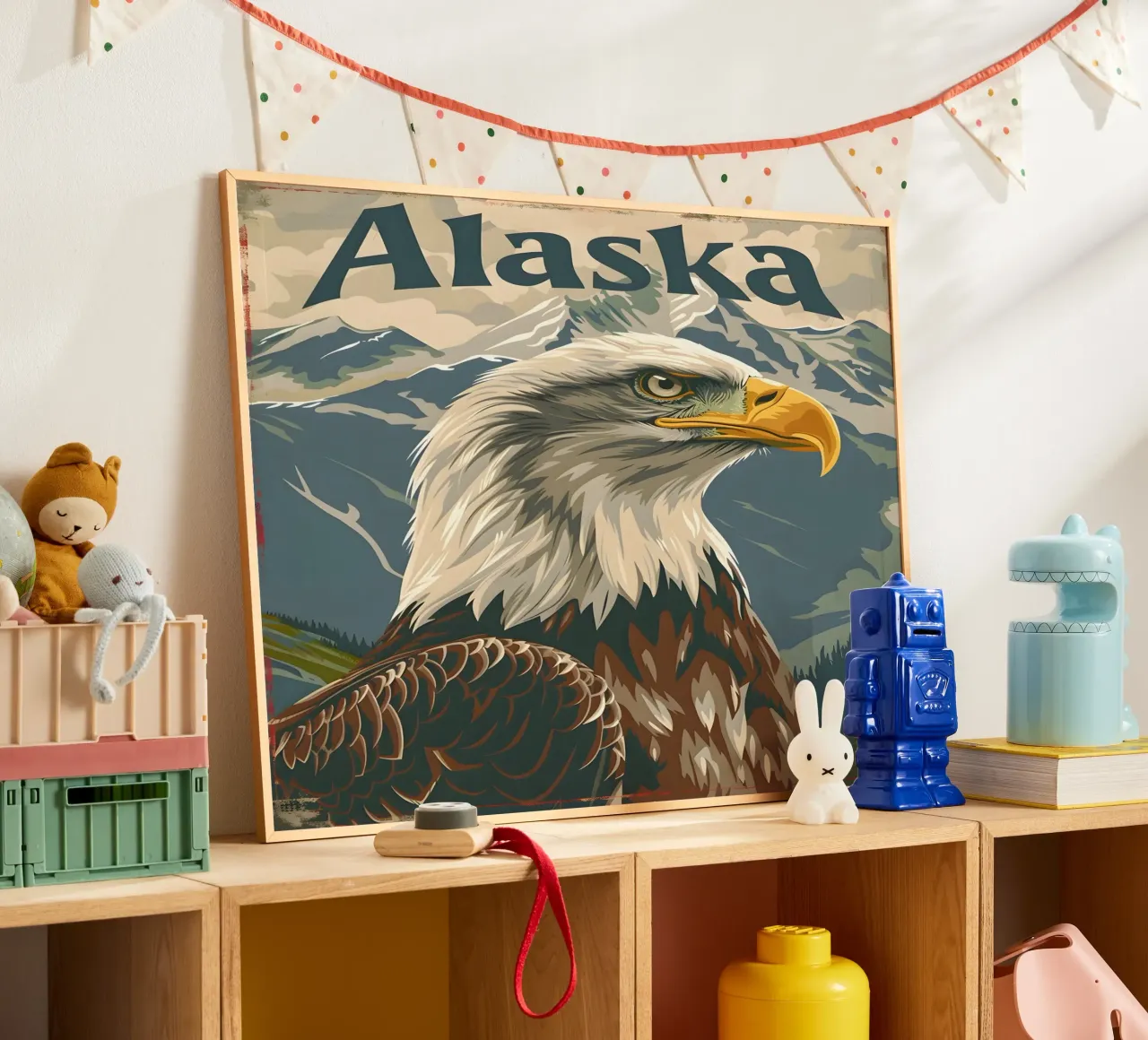 Aquila calva Alaska poster con telaio in plastica da Vintage Travel Art