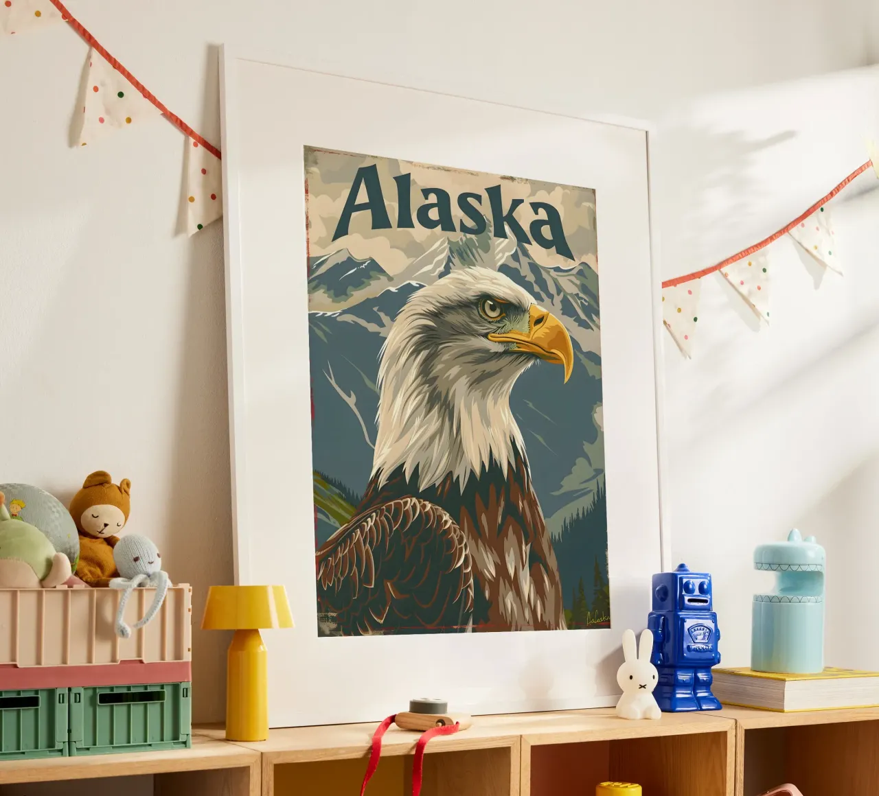 Aquila calva Alaska poster con telaio in plastica da Vintage Travel Art