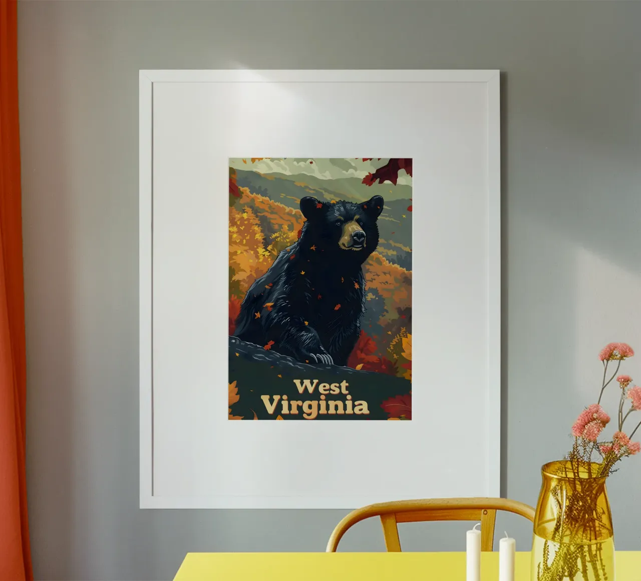 Schwarzbär West Virginia Kunst poster con telaio in alluminio da Vintage Travel Art