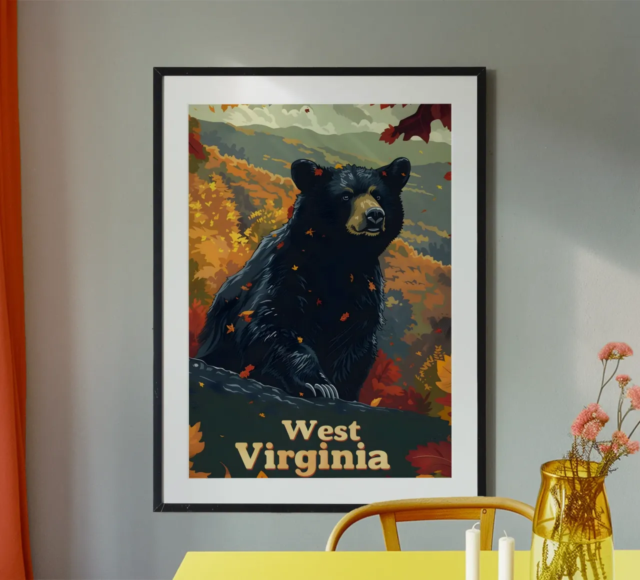 Schwarzbär West Virginia Kunst poster con telaio in alluminio da Vintage Travel Art