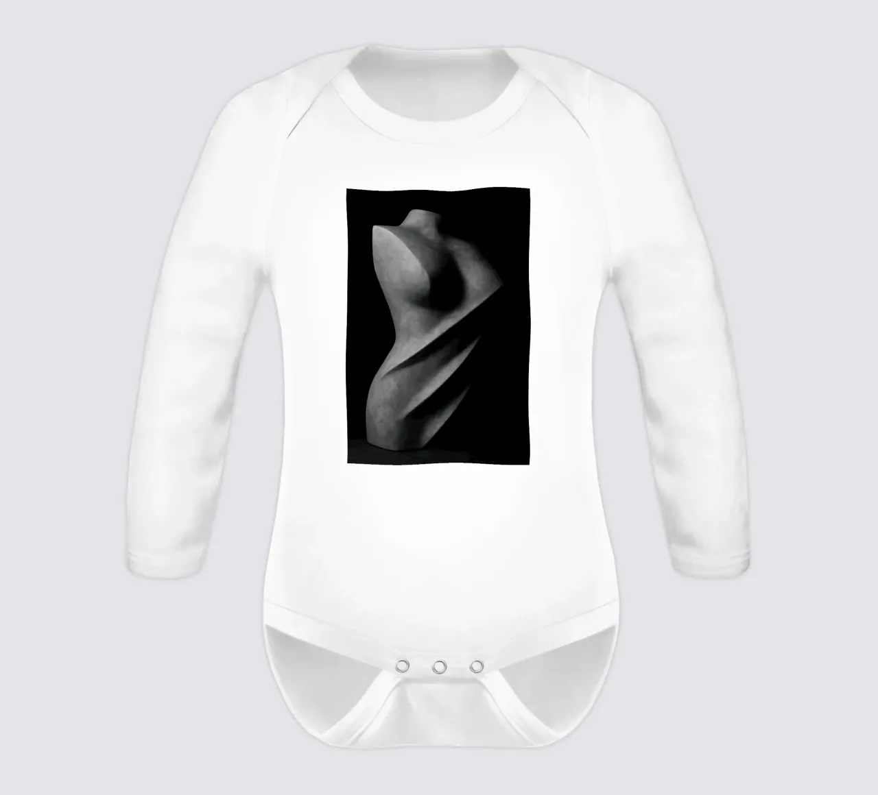 Marbled body - Raw sensuality long-sleeve baby romper by Black & White