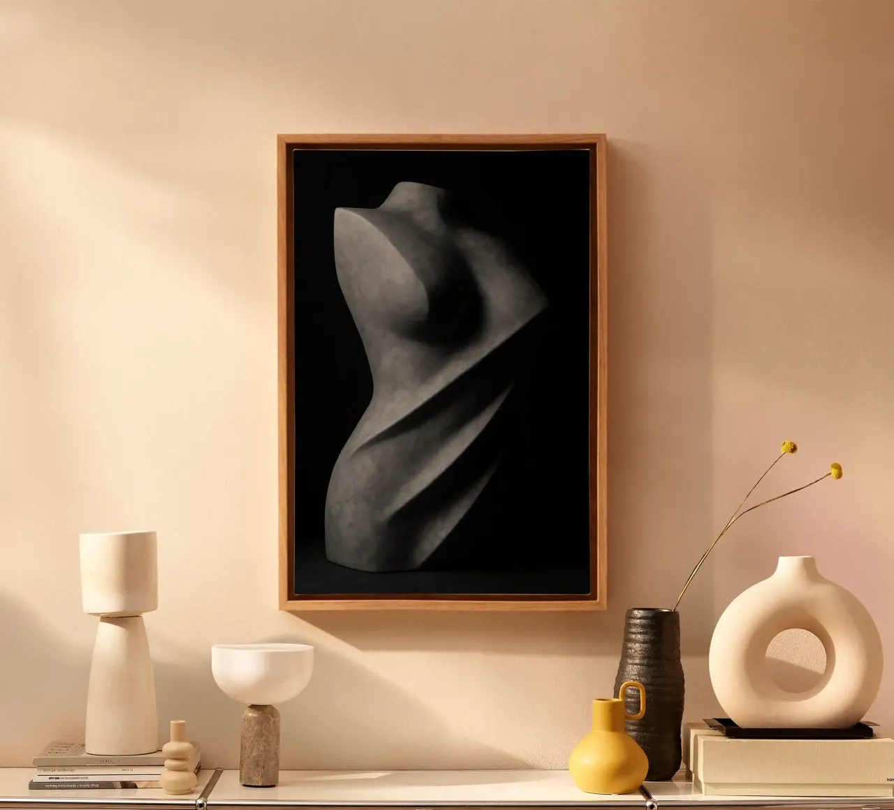 Gemarmerd lichaam - Ruwe sensualiteit canvas van Black & White