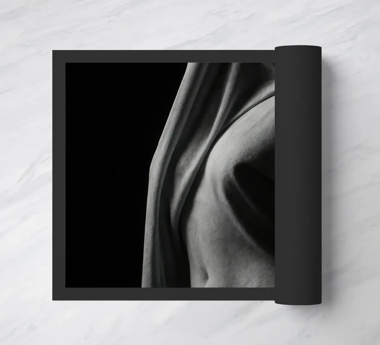 Sculpture draped in light and shadow doormat by Black & White