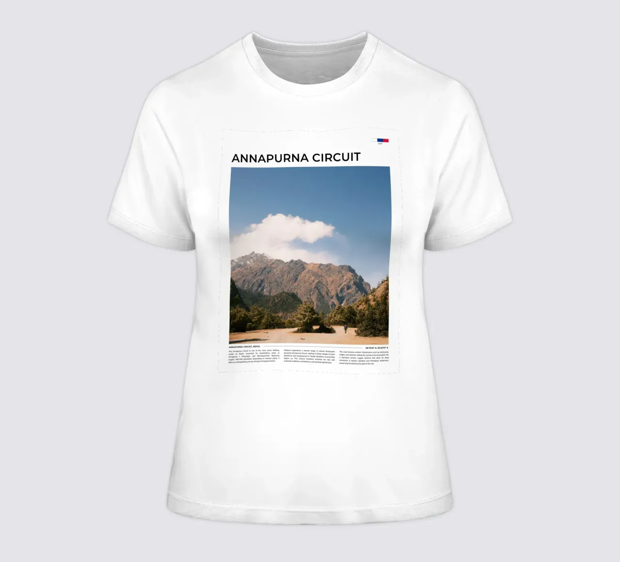 Annapurna Circuit II: Typography t-shirt da donna da FujiType