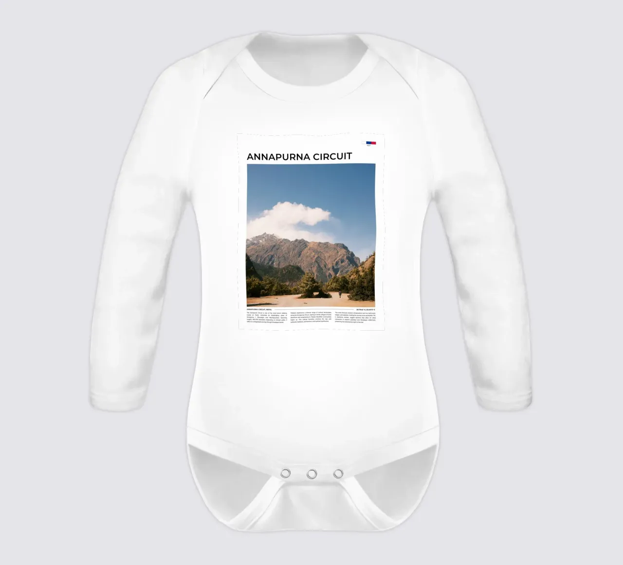 Annapurna Circuit II: Typography body neonato maniche lunghe da FujiType