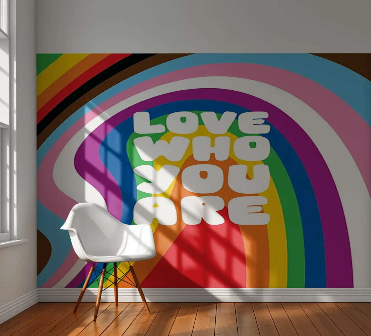 Pride Retro Rainbow Typography fotobehang van Attaboy Dsgn