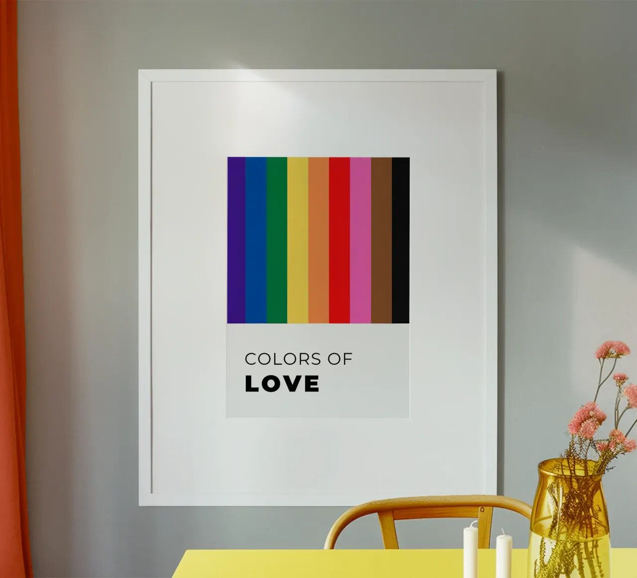 Pride Flag Art poster con telaio in legno da Attaboy Dsgn
