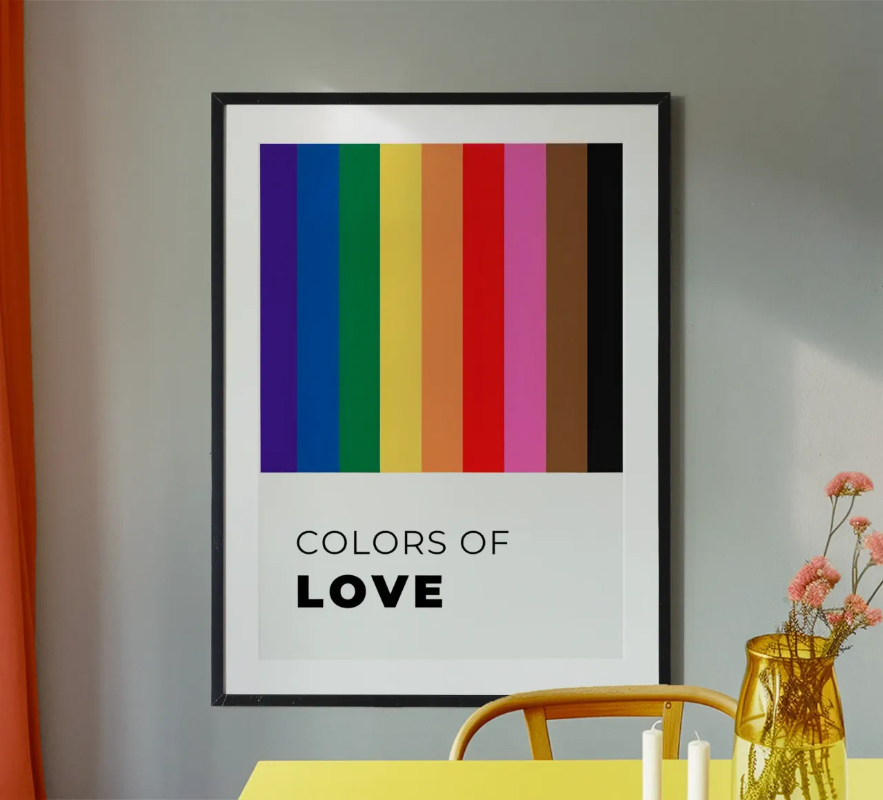 Pride Flag Art poster con telaio in legno da Attaboy Dsgn