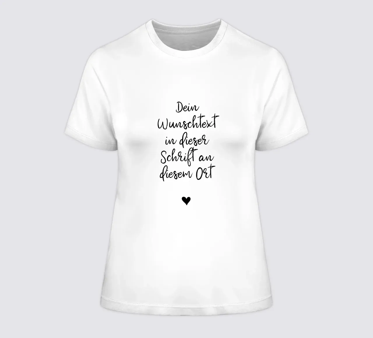 Wunschtext in schwarz weiß mit Herz t-shirt da donna da WORTSPIEL