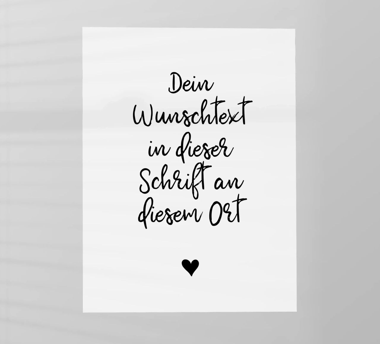 Wunschtext in schwarz weiß mit Herz pellicola backlit da WORTSPIEL