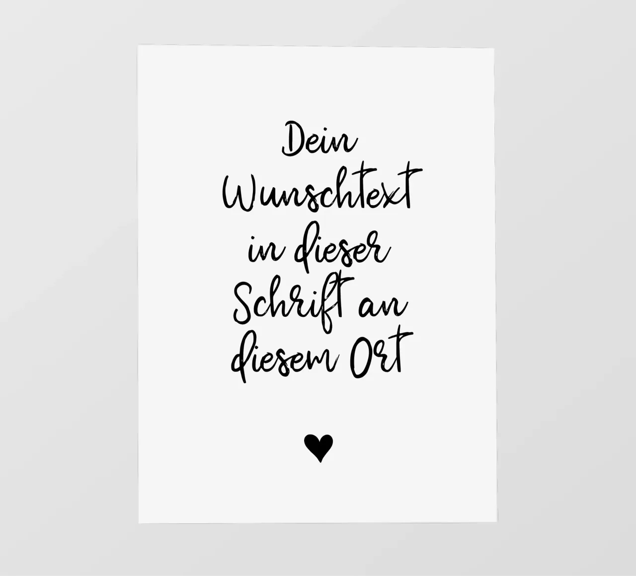 Wunschtext in schwarz weiß mit Herz pellicola backlit da WORTSPIEL