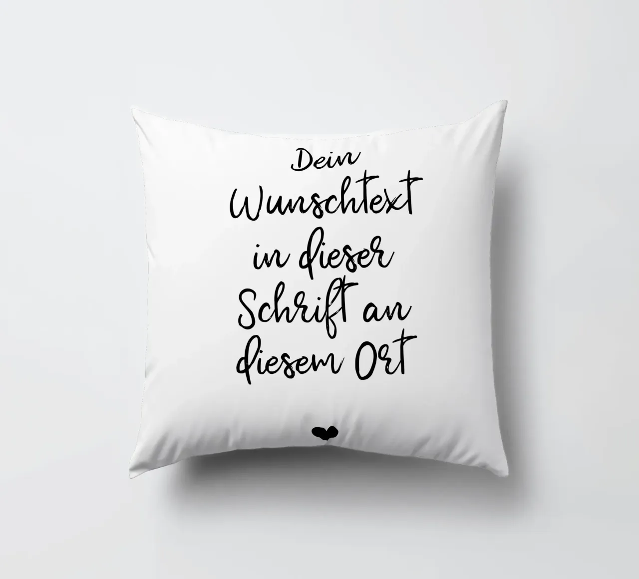 Wunschtext in schwarz weiß mit Herz cuscino da WORTSPIEL