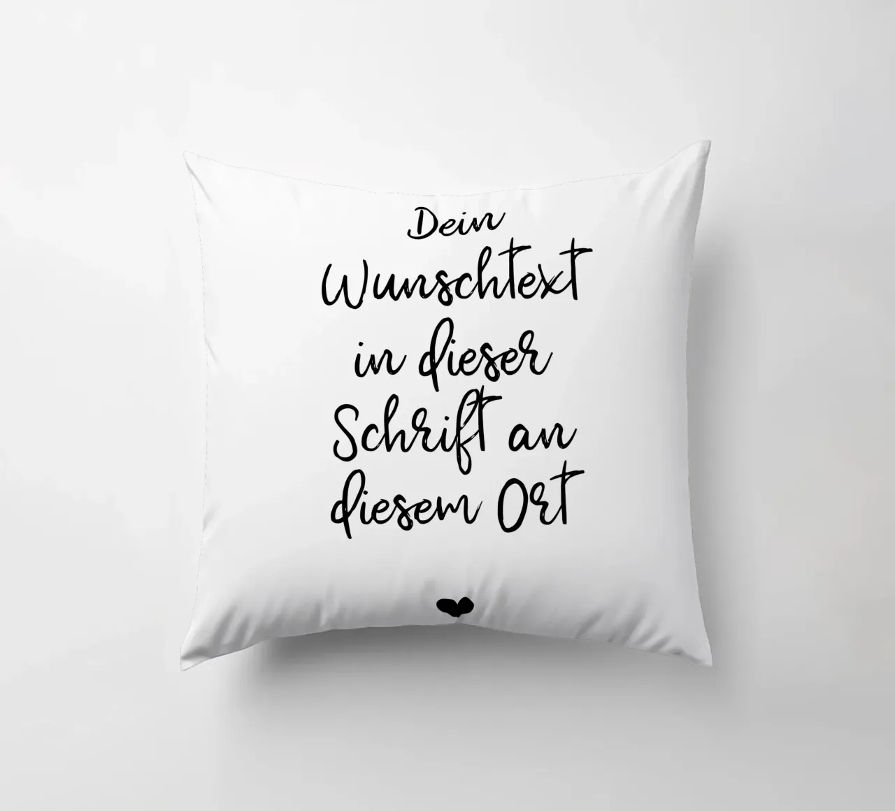 Wunschtext in schwarz weiß mit Herz cuscino da WORTSPIEL