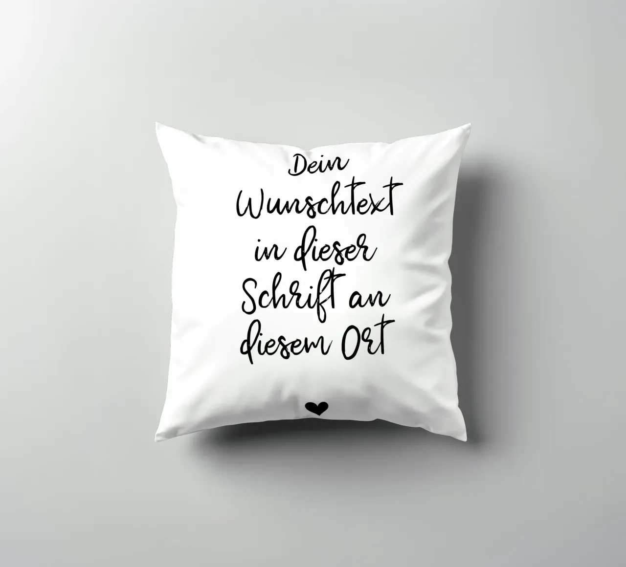 Wunschtext in schwarz weiß mit Herz cuscino da WORTSPIEL