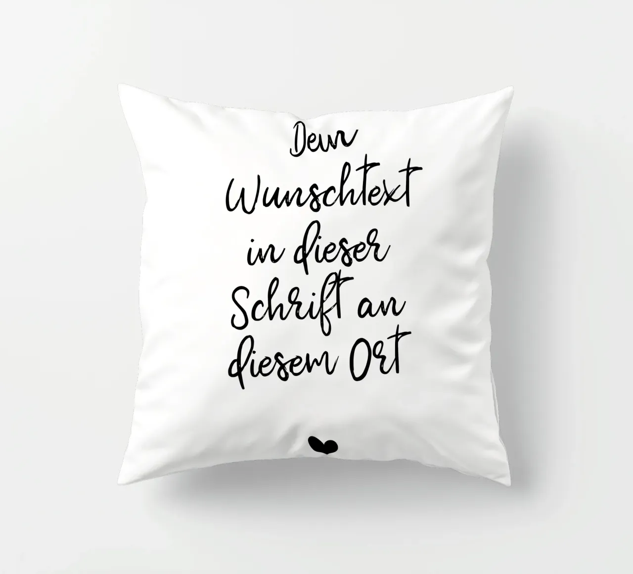 Wunschtext in schwarz weiß mit Herz cuscino da WORTSPIEL