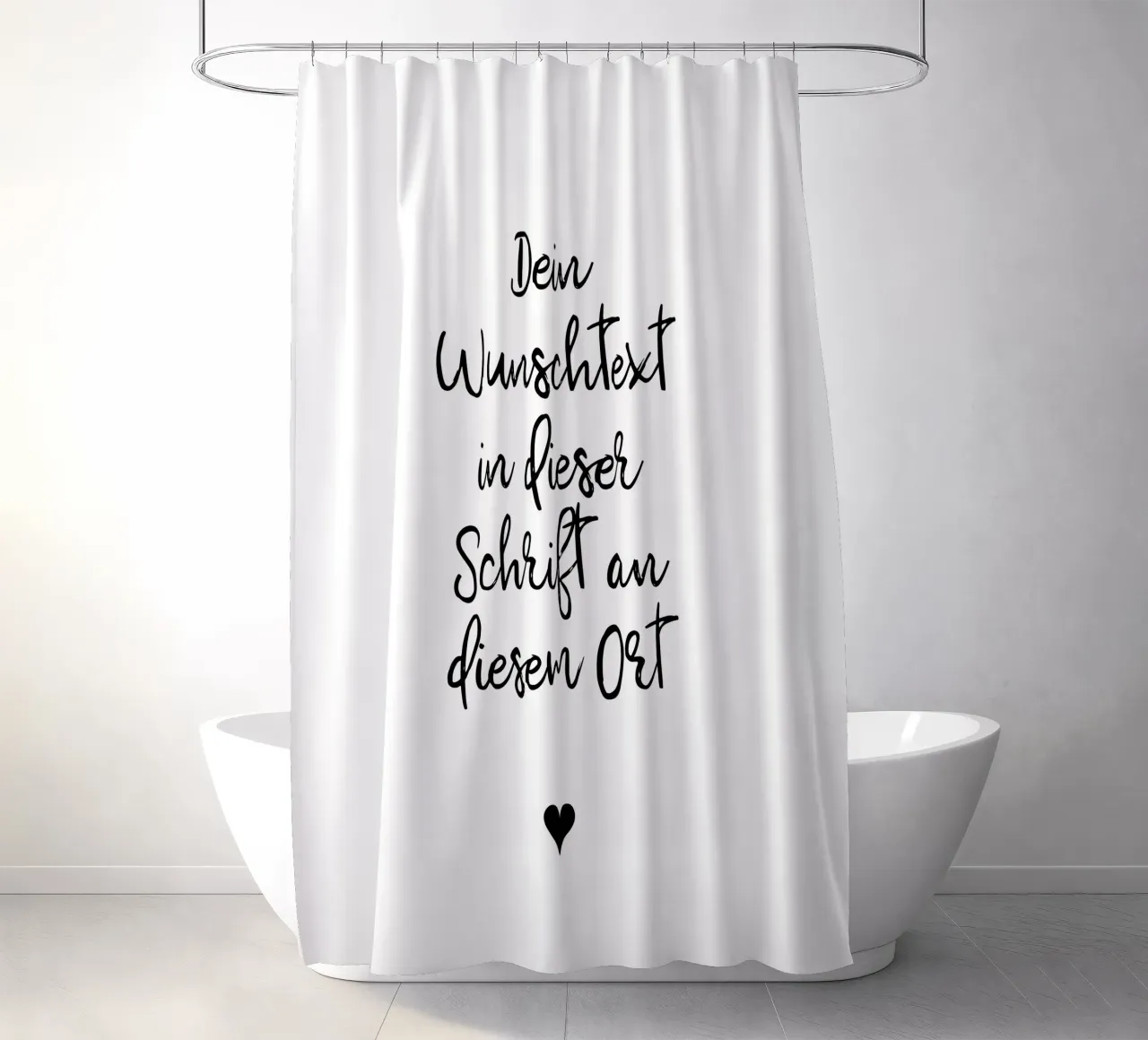 Wunschtext in schwarz weiß mit Herz shower curtain by WORTSPIEL