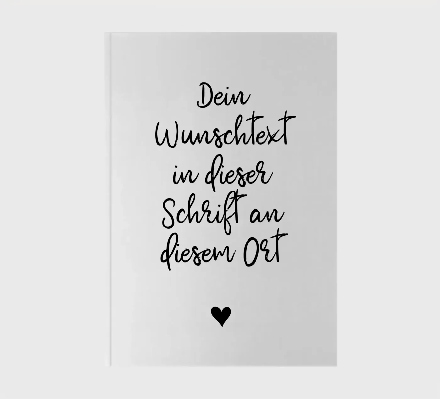 Wunschtext in schwarz weiß mit Herz Notizbuch von WORTSPIEL
