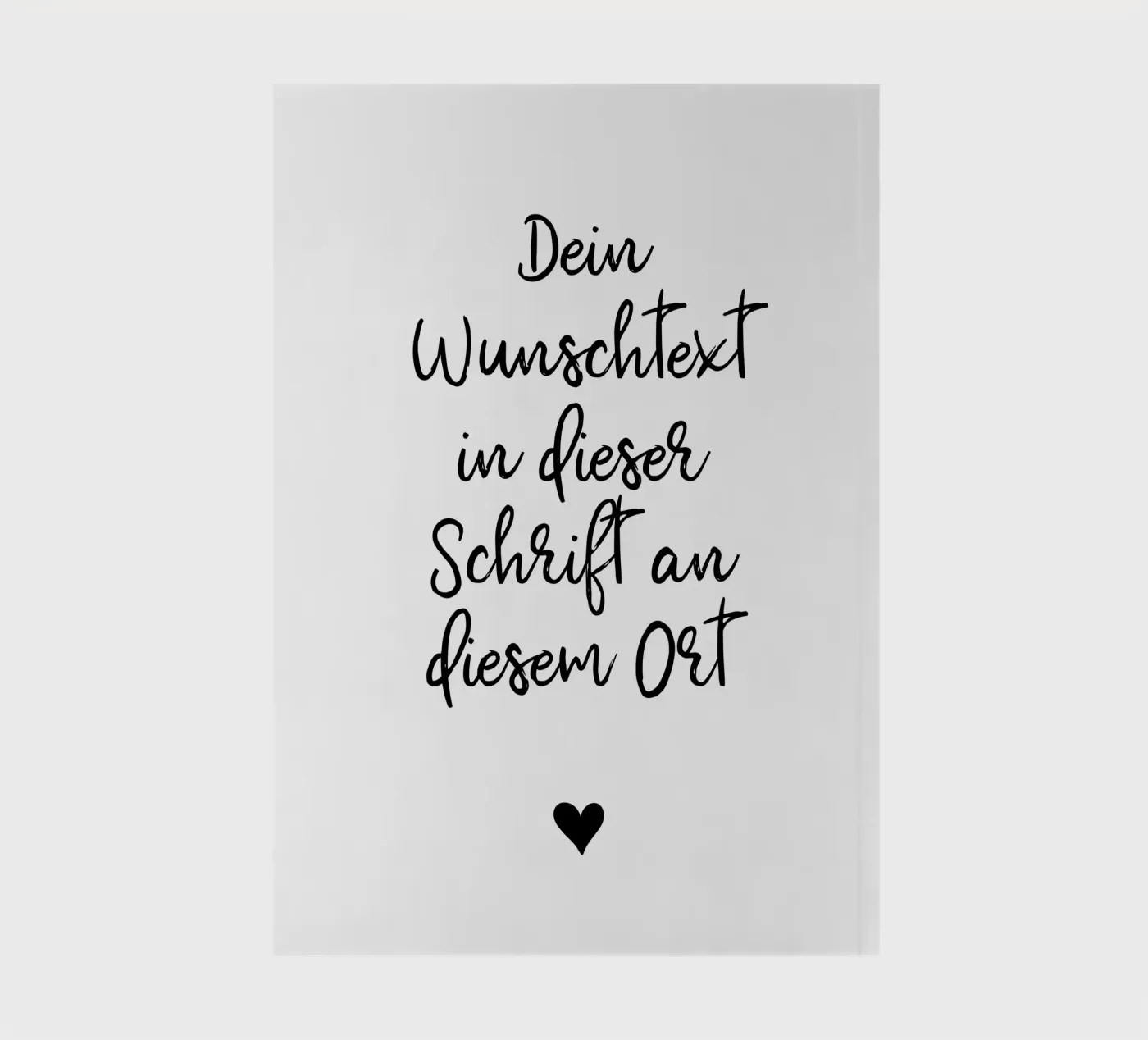 Wunschtext in schwarz weiß mit Herz Notizbuch von WORTSPIEL