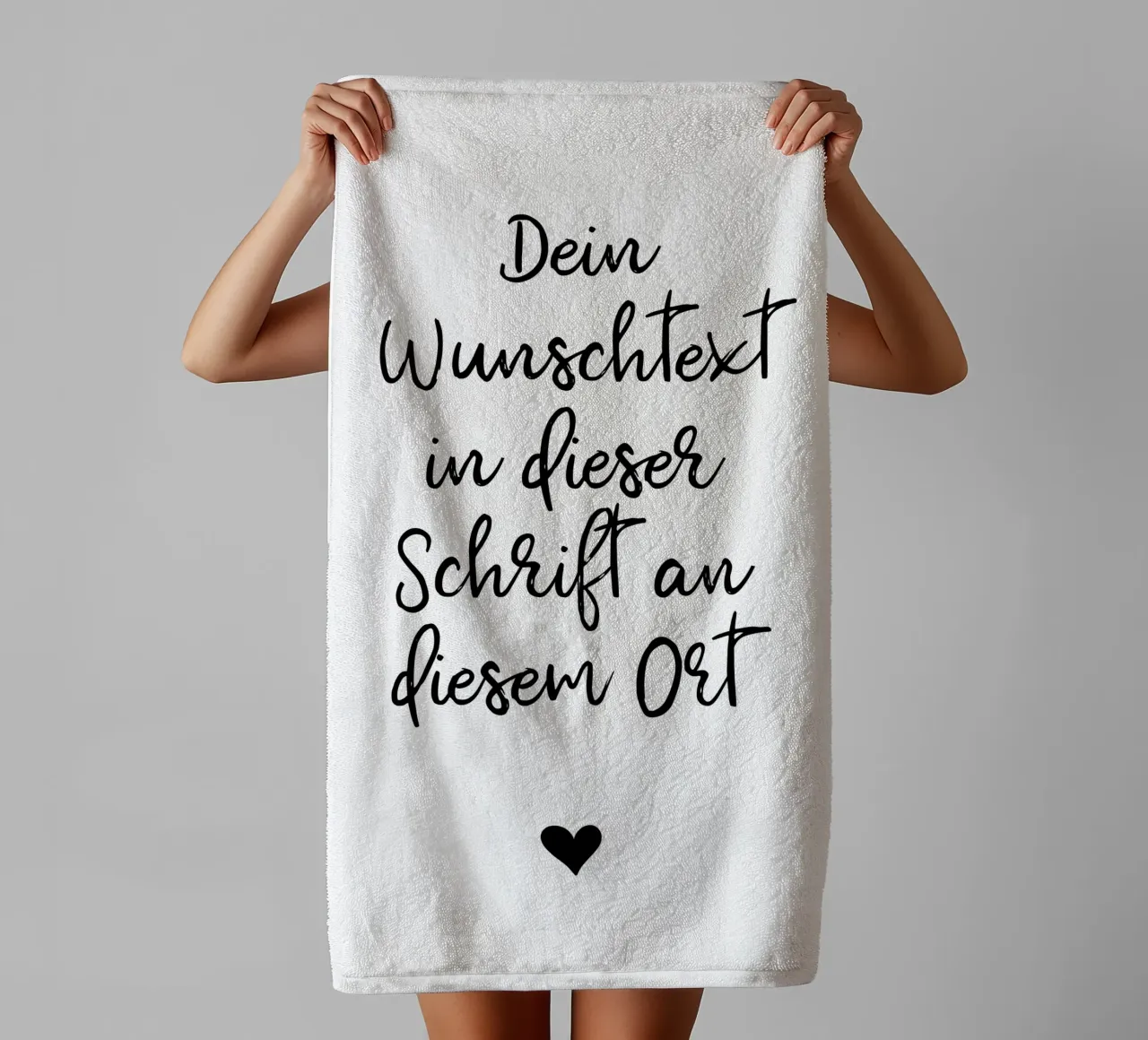 Wunschtext in schwarz weiß mit Herz asciugamano da bagno da WORTSPIEL