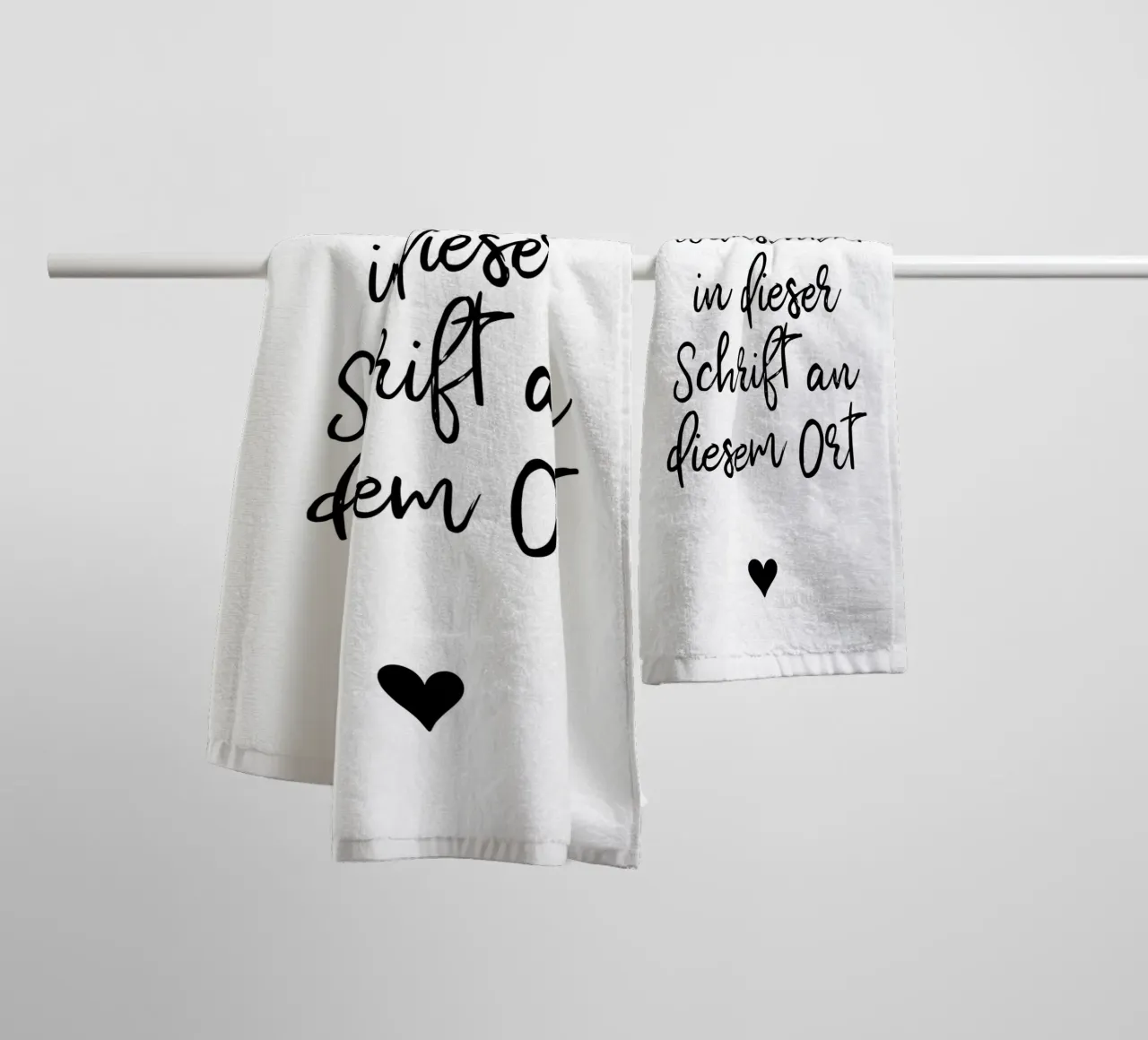 Wunschtext in schwarz weiß mit Herz asciugamano da bagno da WORTSPIEL