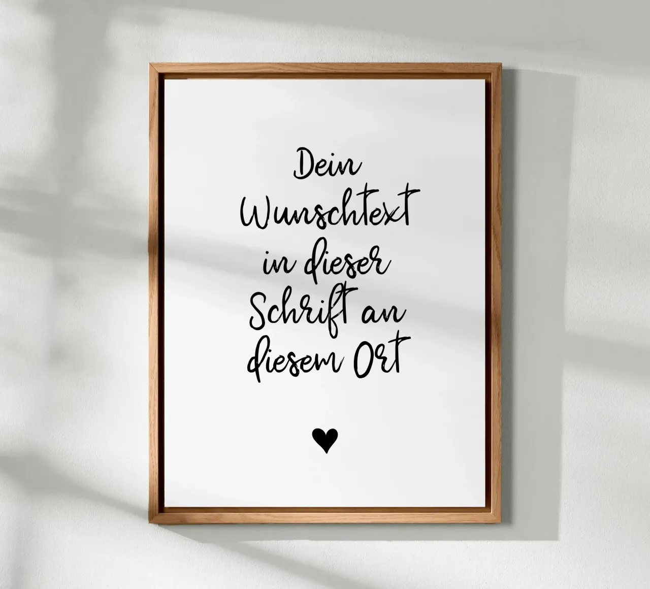 Wunschtext in schwarz weiß mit Herz alluminio dibond da WORTSPIEL