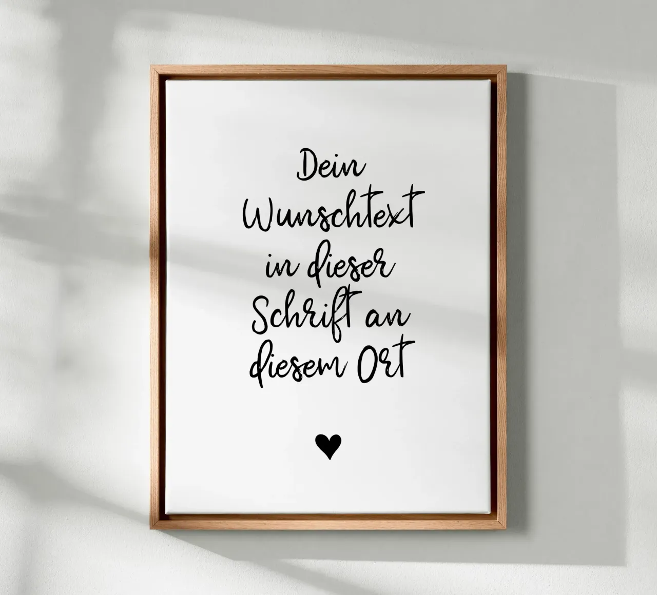 Wunschtext in schwarz weiß mit Herz canvas by WORTSPIEL