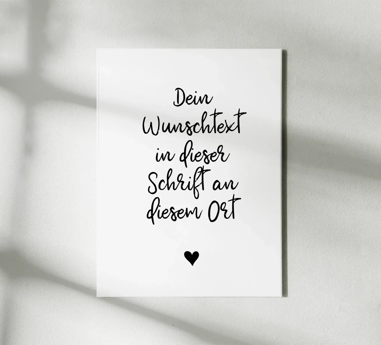 Wunschtext in schwarz weiß mit Herz canvas by WORTSPIEL