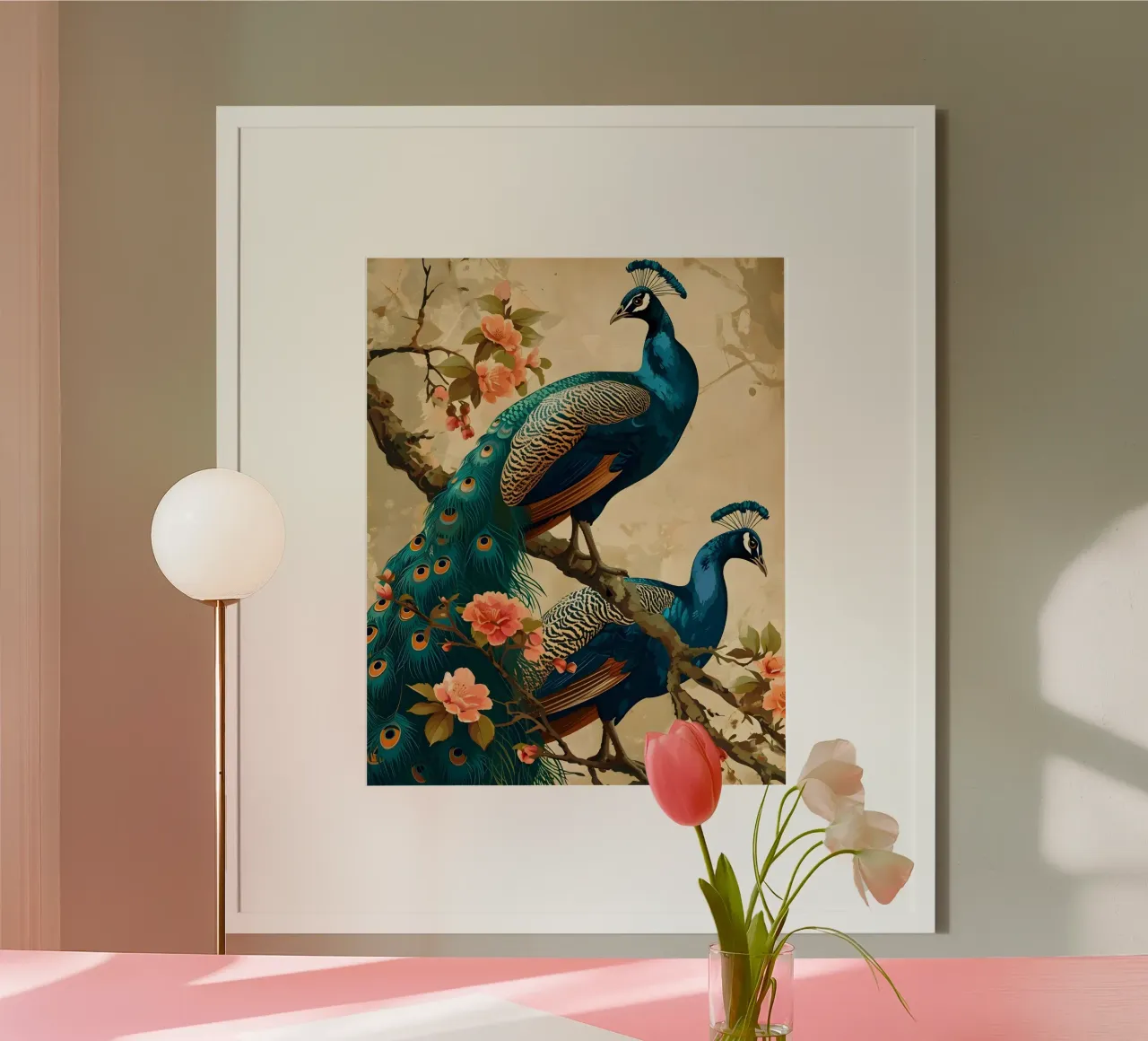 Pfau vintage portrait poster con telaio in plastica da Vintage Travel Art