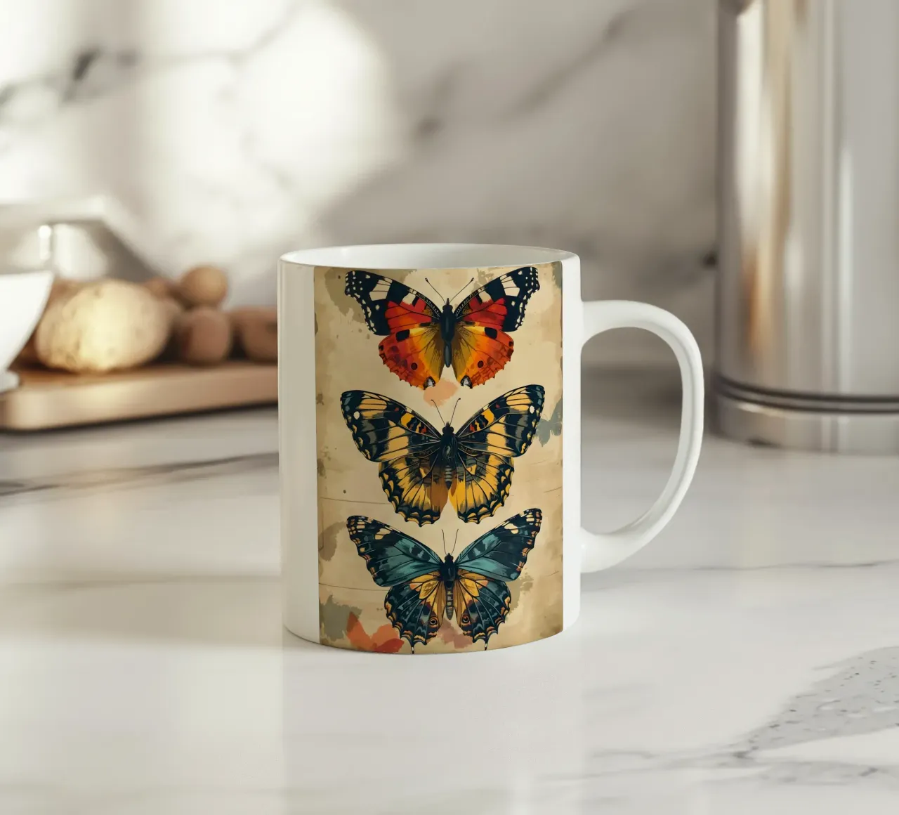 Schmetterlinge vintage Kunst tazza in ceramica da Vintage Travel Art