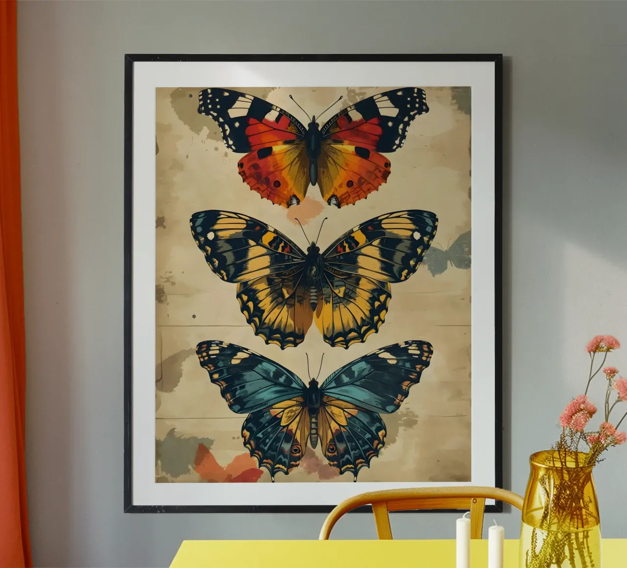 Schmetterlinge vintage Kunst poster con telaio in plastica da Vintage Travel Art