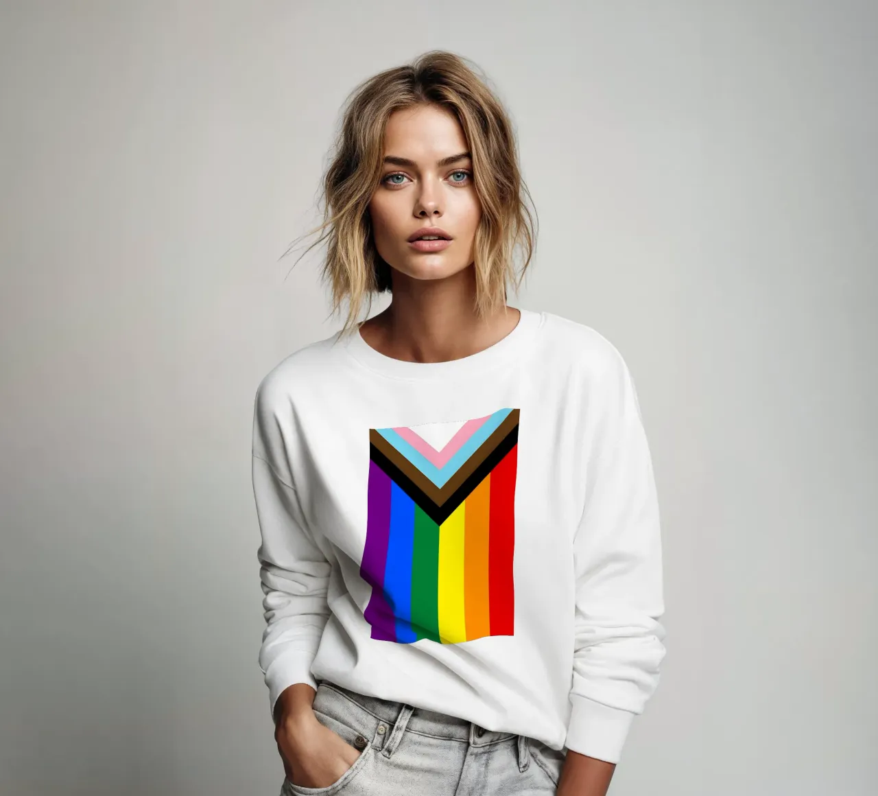 Progress Pride Flag sweatshirt van Attaboy Dsgn