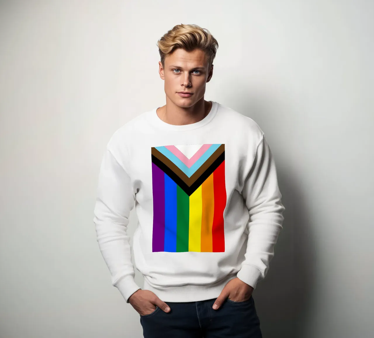 Progress Pride Flag sweatshirt van Attaboy Dsgn