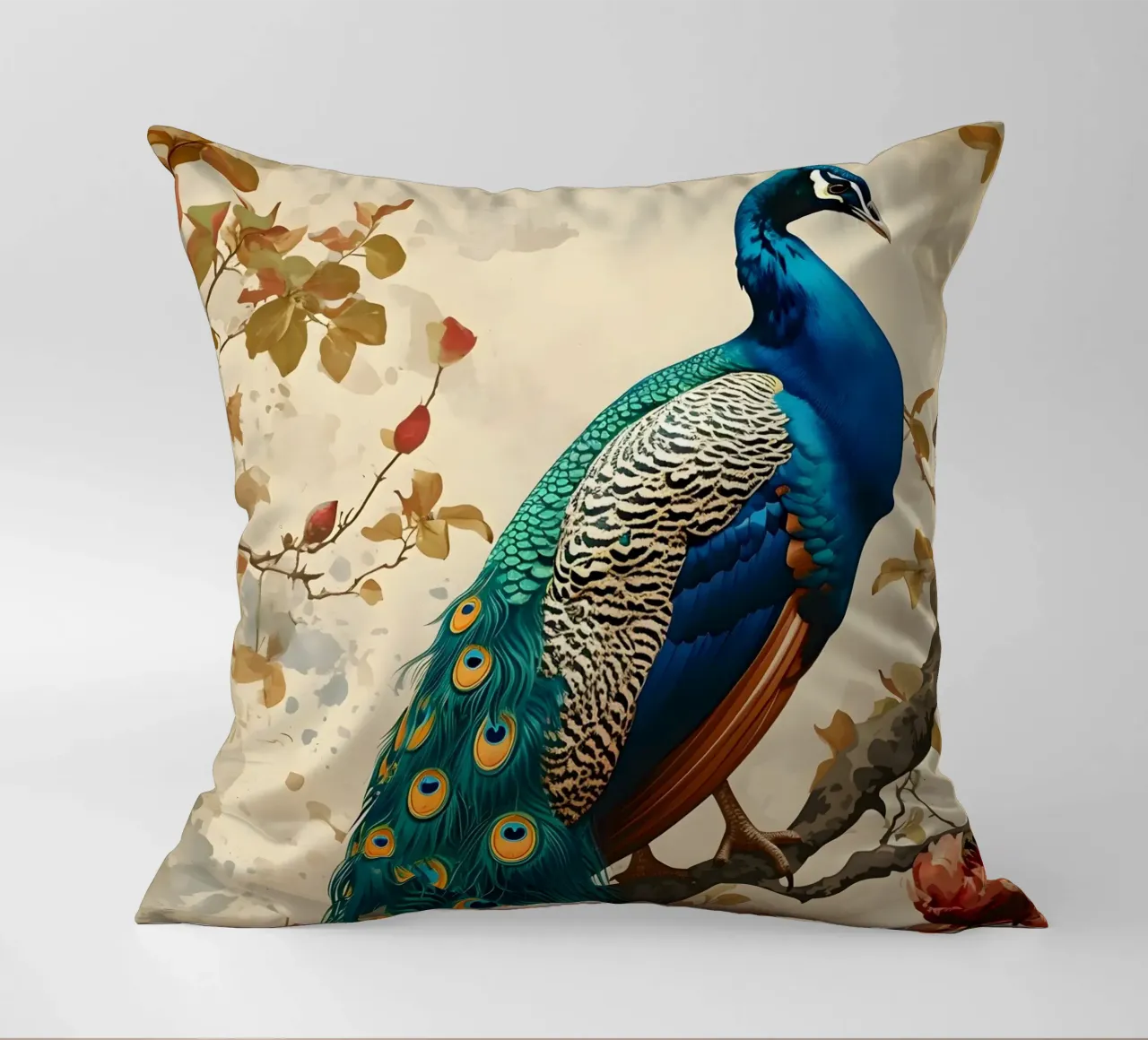 Pfau vintage Portrait cuscino da Vintage Travel Art