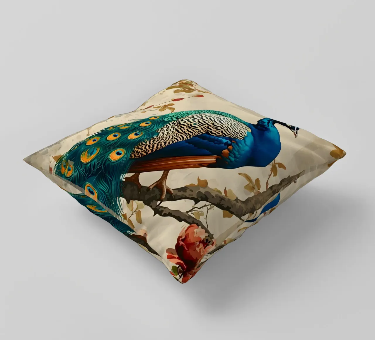 Pfau vintage Portrait cuscino da Vintage Travel Art