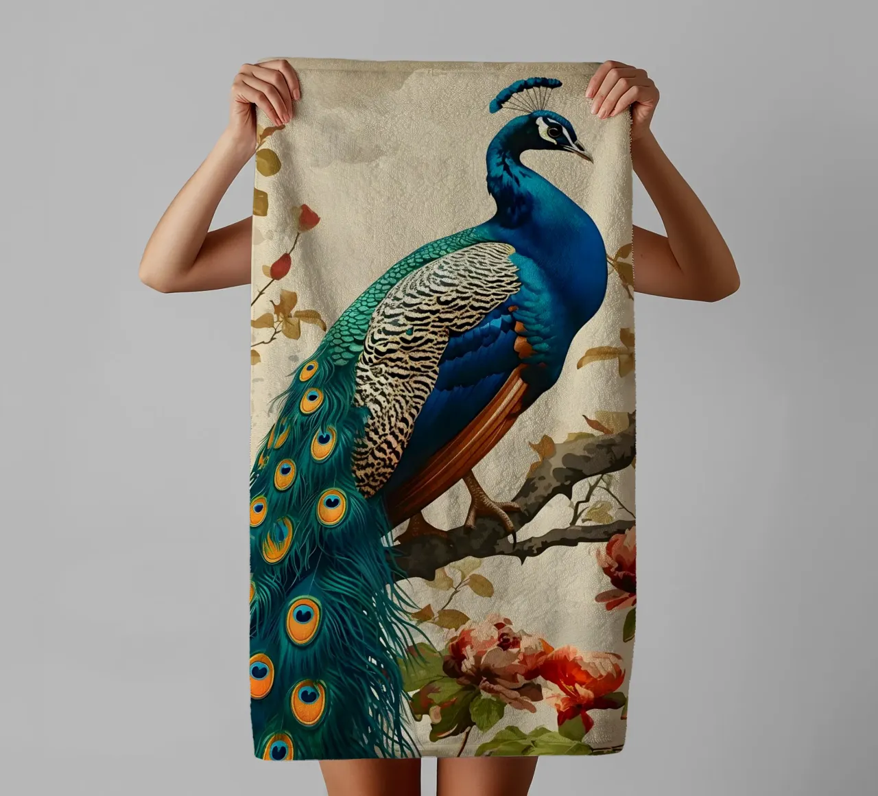 Pfau vintage Portrait asciugamano da bagno da Vintage Travel Art