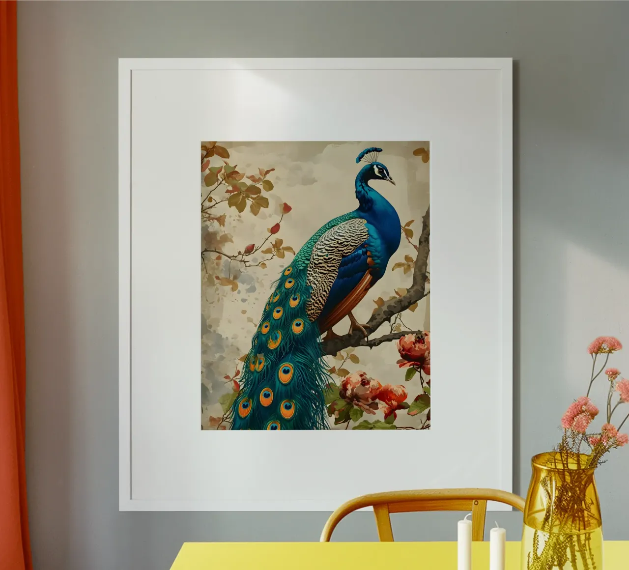 Pfau vintage Portrait poster con telaio in legno da Vintage Travel Art