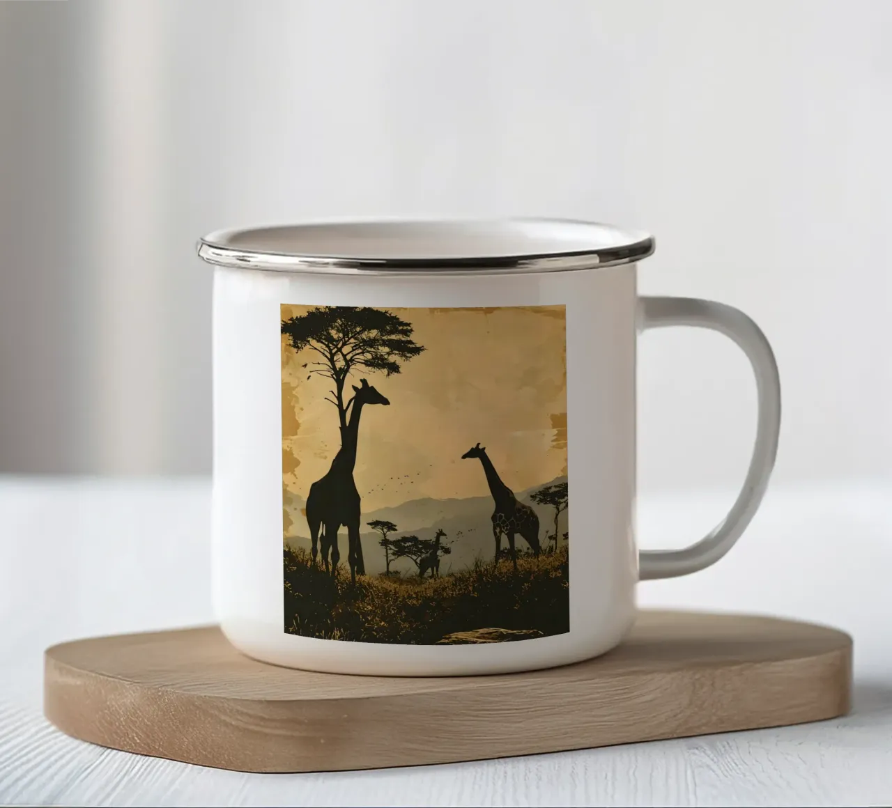 Giraffen Vintage Kunst tazza in smalto da Vintage Travel Art