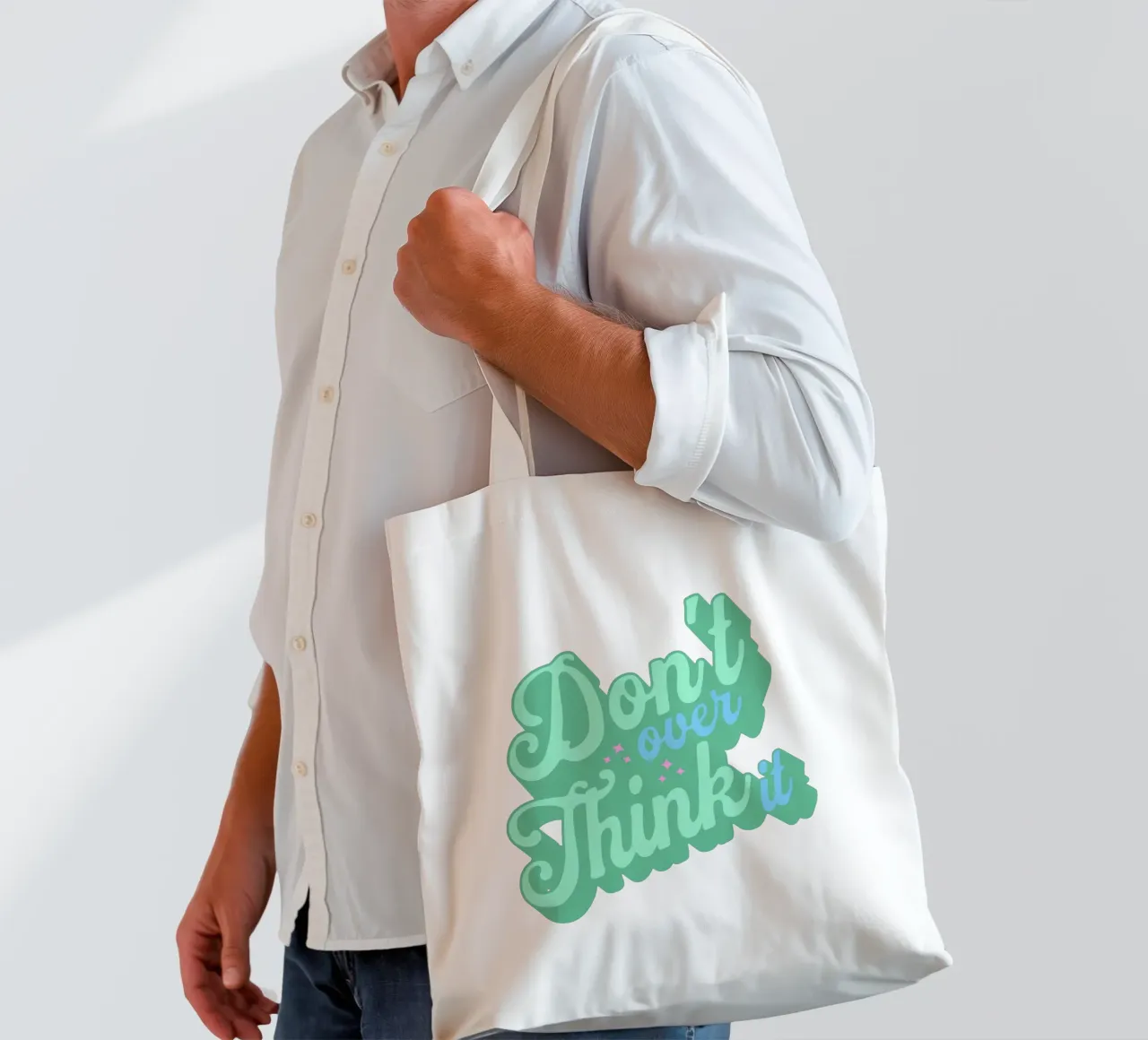 Don't overthink it tote bag by Gunawan Rb