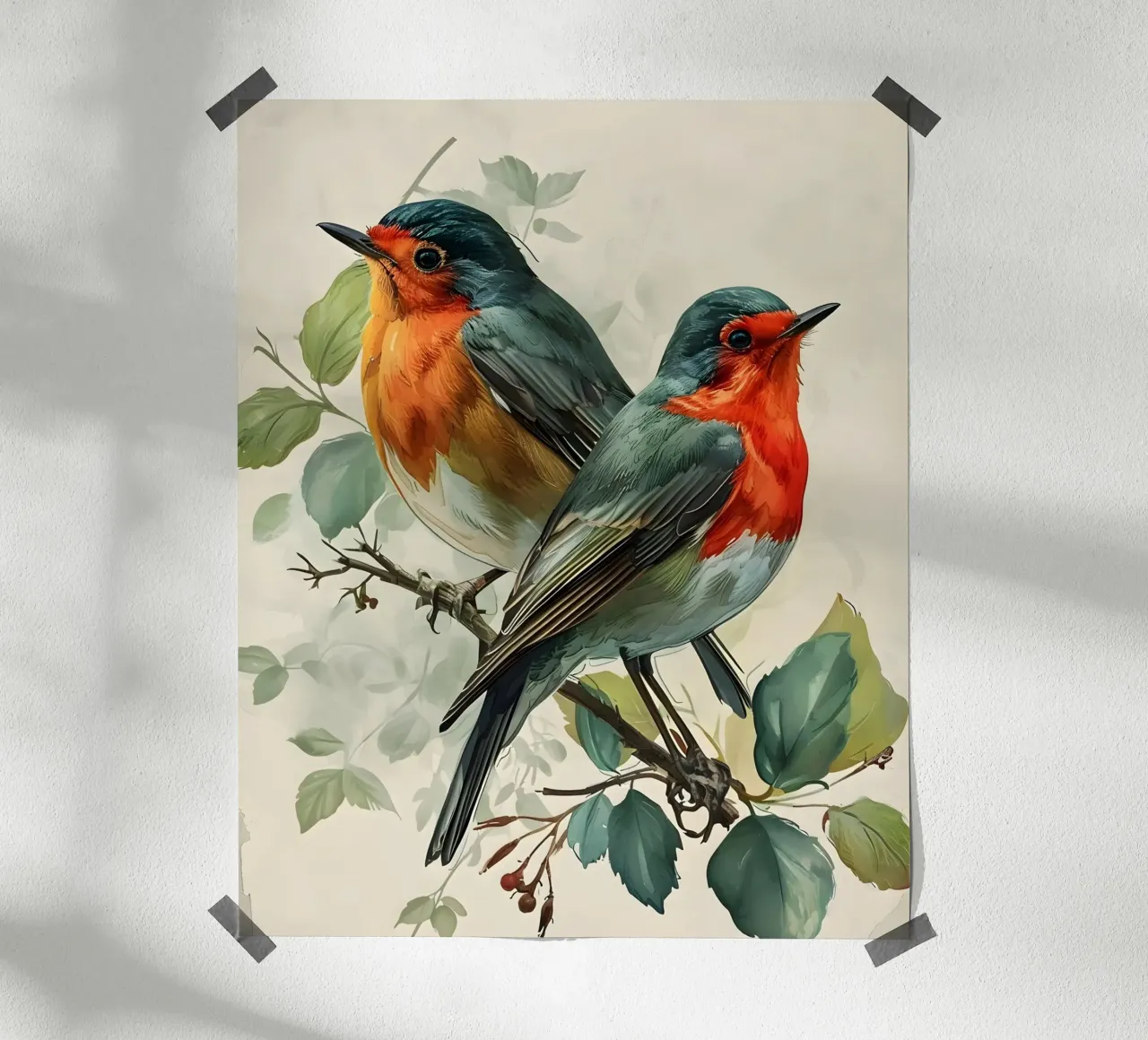 Rotkehlchen  vintage Portrait poster con telaio in alluminio da Vintage Travel Art